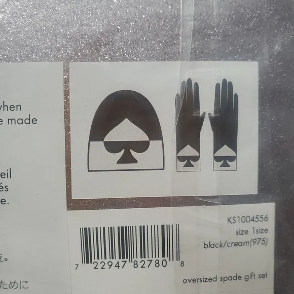 Kate Spade Black and White Spade Glove & Hat Boxed Gift Set. One Size. - Picture 3 of 3